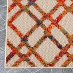 Diamond Lattice Indoor Outdoor Area Rug, Cream