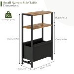 7" Slim Side Table with Storage and Basket