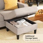 Beige 3-Seater L-Shaped Sectional Sofa with Storage