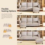Beige 3-Seater L-Shaped Sectional Sofa with Storage