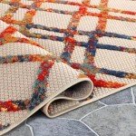 Diamond Lattice Indoor Outdoor Area Rug, Cream