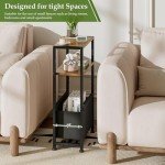 7" Slim Side Table with Storage and Basket