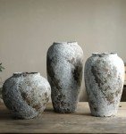 Rustic Ceramic Circular Flower Vase for Home Decor