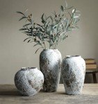 Rustic Ceramic Circular Flower Vase for Home Decor