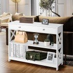 Giantex 3-Tier White Console Table with Drawer