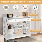 Giantex 3-Tier White Console Table with Drawer