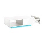 High Gloss White Coffee Table with Storage Drawer