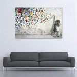 Banksy Butterfly Canvas Wall Art - 24x36inch