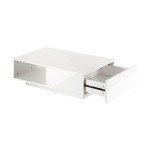 High Gloss White Coffee Table with Storage Drawer