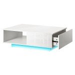 High Gloss White Coffee Table with Storage Drawer