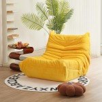 Mid Century Armless Corduroy Lounge Chair