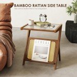 Bamworld Boho Rattan Side Table with Storage