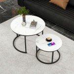 Modern Round Nesting Coffee Tables Set of 2