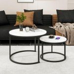 Modern Round Nesting Coffee Tables Set of 2