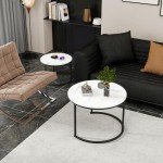 Modern Round Nesting Coffee Tables Set of 2