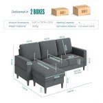 Grey L-Shaped Convertible Sofa with Storage Ottoman