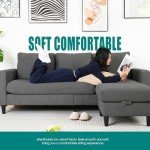 Grey L-Shaped Convertible Sofa with Storage Ottoman