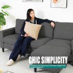 Grey L-Shaped Convertible Sofa with Storage Ottoman