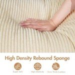 Beige 4-Seater Modular Corduroy Sofa with Cushions