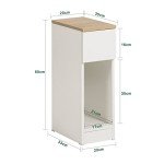 White and Natural Nightstand End Sofa Table