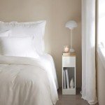 White and Natural Nightstand End Sofa Table