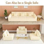 Beige 4-Seater Modular Corduroy Sofa with Cushions