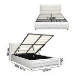 Oikiture White Queen Bed Frame with Storage Space