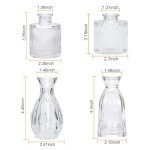 Set of 4 Clear Embossed Glass Bud Vases