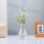 Set of 4 Clear Embossed Glass Bud Vases