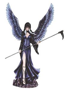 Gothic Dark Angel Fairy Statue with Scythe