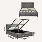 Oikiture Grey Queen Bed Frame with Storage
