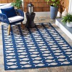 Safavieh Courtyard Navy Beige Outdoor Square Area Rug