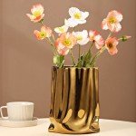 Gold Ceramic Minimalist Flower Vase for Home Décor