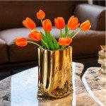 Gold Ceramic Minimalist Flower Vase for Home Décor