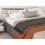 Queen Size Gas Lift Bed Frame in Grey Linen