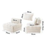 OIKITURE White 3-Seater Boucle Modular Sofa