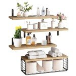 Light Brown Floating Shelves for Home Decor
