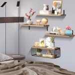 Light Brown Floating Shelves for Home Decor