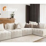 OIKITURE White 3-Seater Boucle Modular Sofa