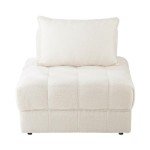 OIKITURE White 3-Seater Boucle Modular Sofa