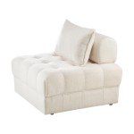 OIKITURE White 3-Seater Boucle Modular Sofa