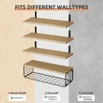 Light Brown Floating Shelves for Home Decor