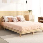 Solid Wood Double Bed Frame with Platform Design