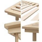 Solid Wood Double Bed Frame with Platform Design