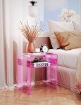 Pink Acrylic Side Table for Bedroom or Living Room