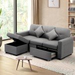 Stylish Light Grey 3-Seater Sectional Sofa Set