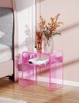 Pink Acrylic Side Table for Bedroom or Living Room