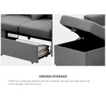 Stylish Light Grey 3-Seater Sectional Sofa Set