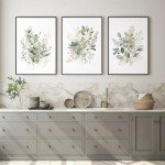 Boho Floral Watercolor Wall Art Set of 3