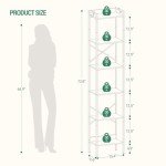 Industrial 6-Tier Bookshelf with Hooks - White/Gold